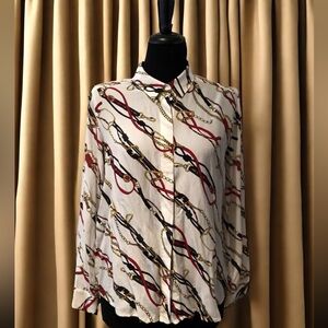 & Other Storie Equestrian Belt Silk shirt size 10